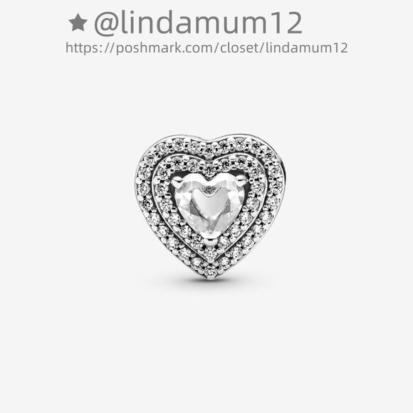 Pandora Sparkling Levelled Hearts Charm - Picture 4 of 4